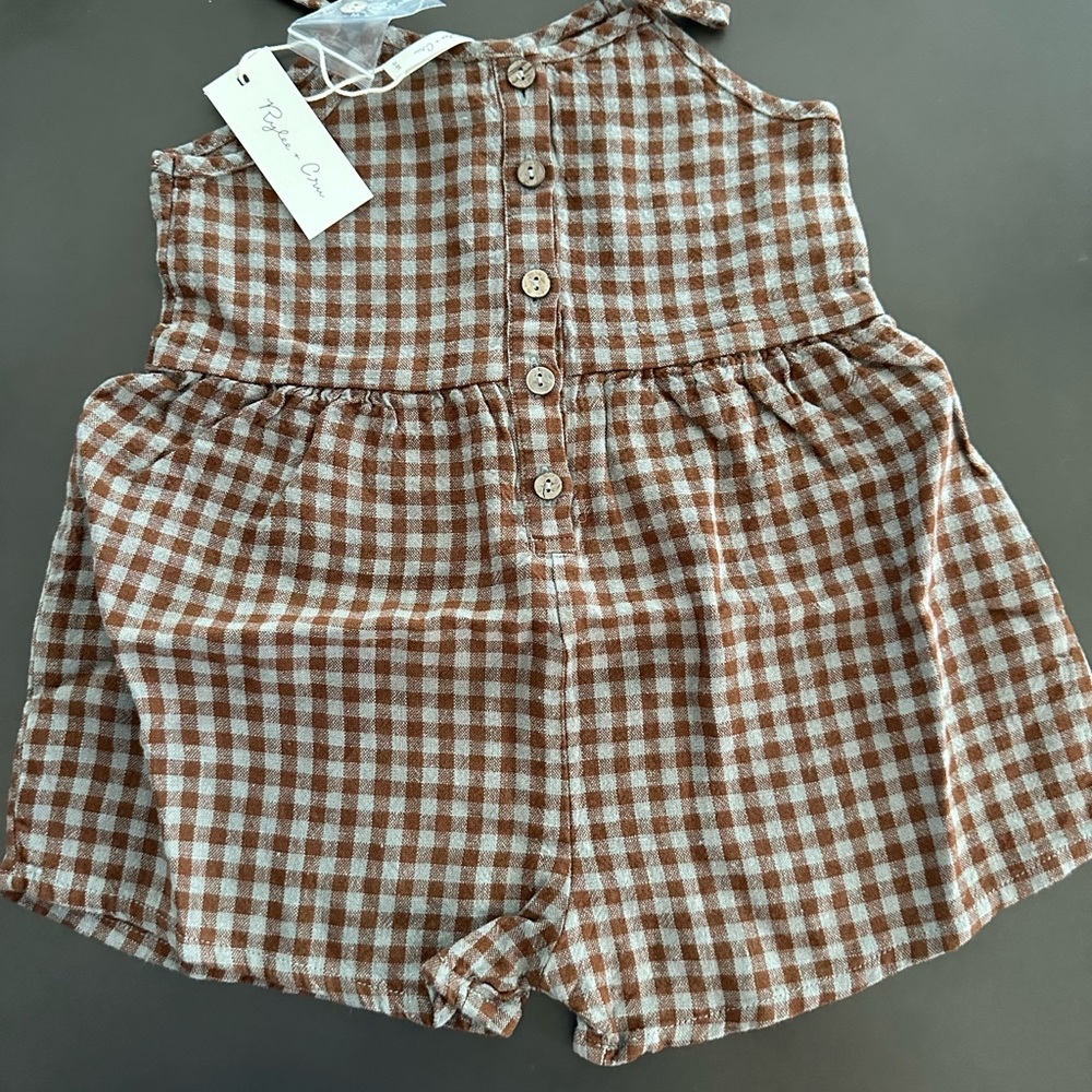 Rylee + Cru Button Romper Gingham - Picture 4 of 6